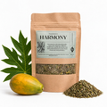 Present Body Co. Harmony Fruit Leaf Tea, a papaya and guava leaf blend, in a 1 oz kraft pouch.