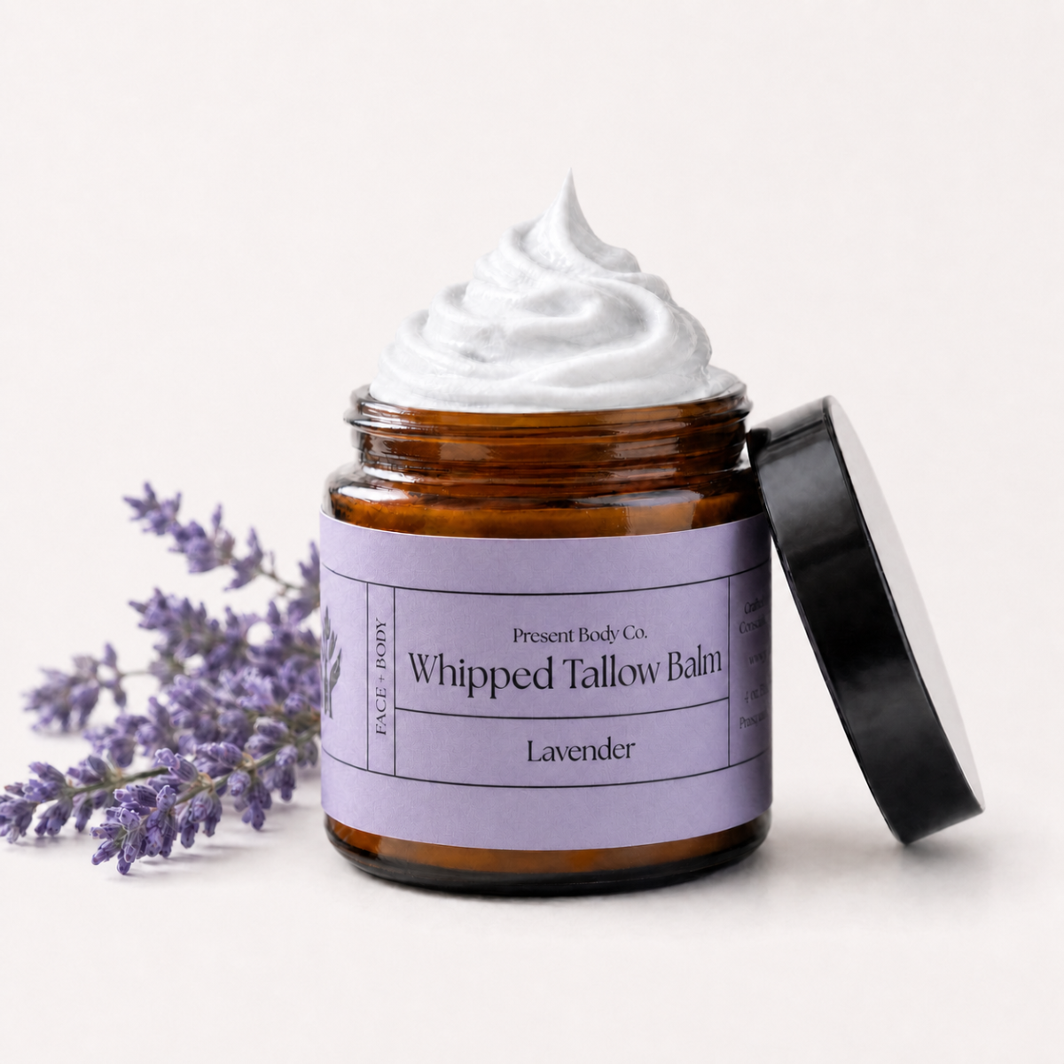 Lavender Whipped Tallow Balm |  Grass Fed Face & Body Moisturizer