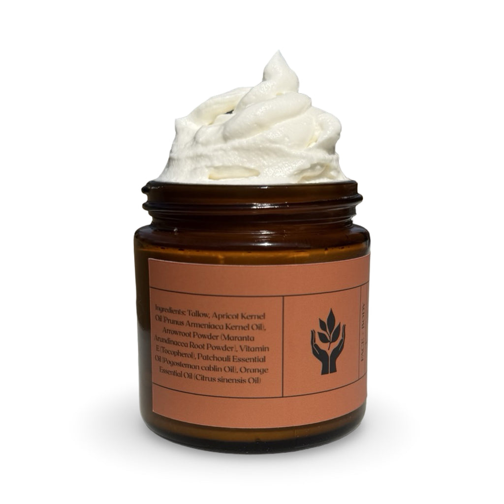 Patchouli Orange Whipped Tallow Balm | Grass Fed Face & Body Moisturizer