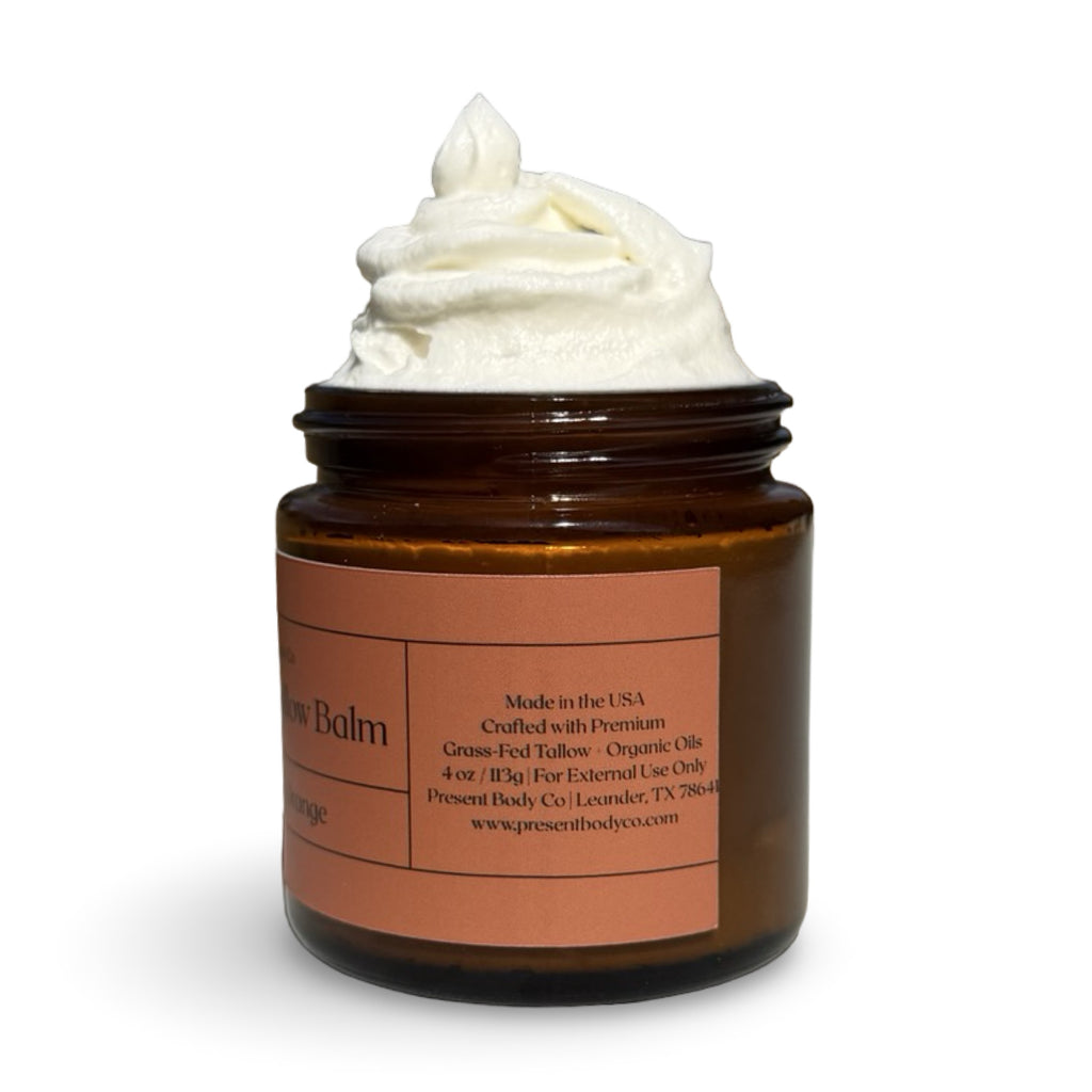 Patchouli Orange Whipped Tallow Balm | Grass Fed Face & Body Moisturizer