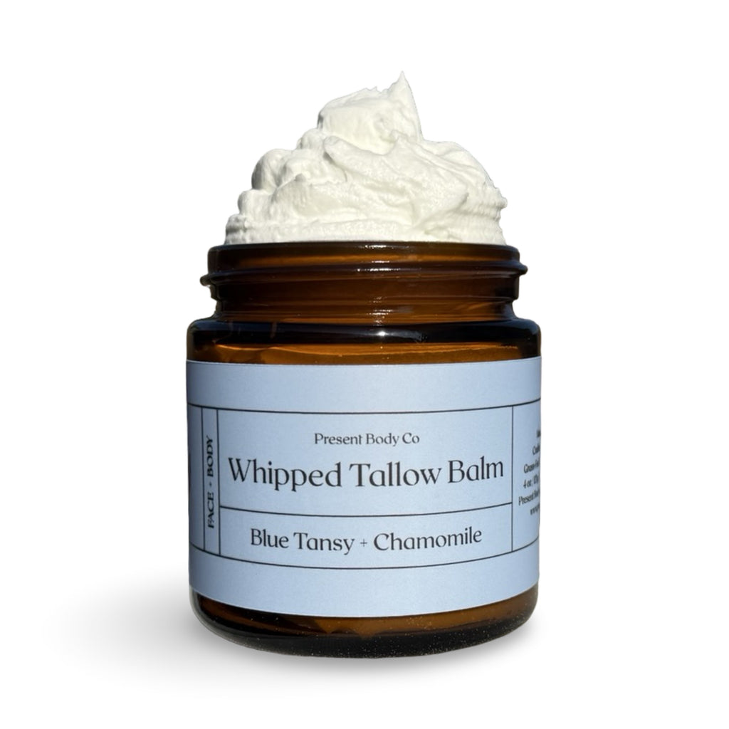Blue Tansy Chamomile Whipped Tallow Balm | Grass Fed Face & Body Moisturizer