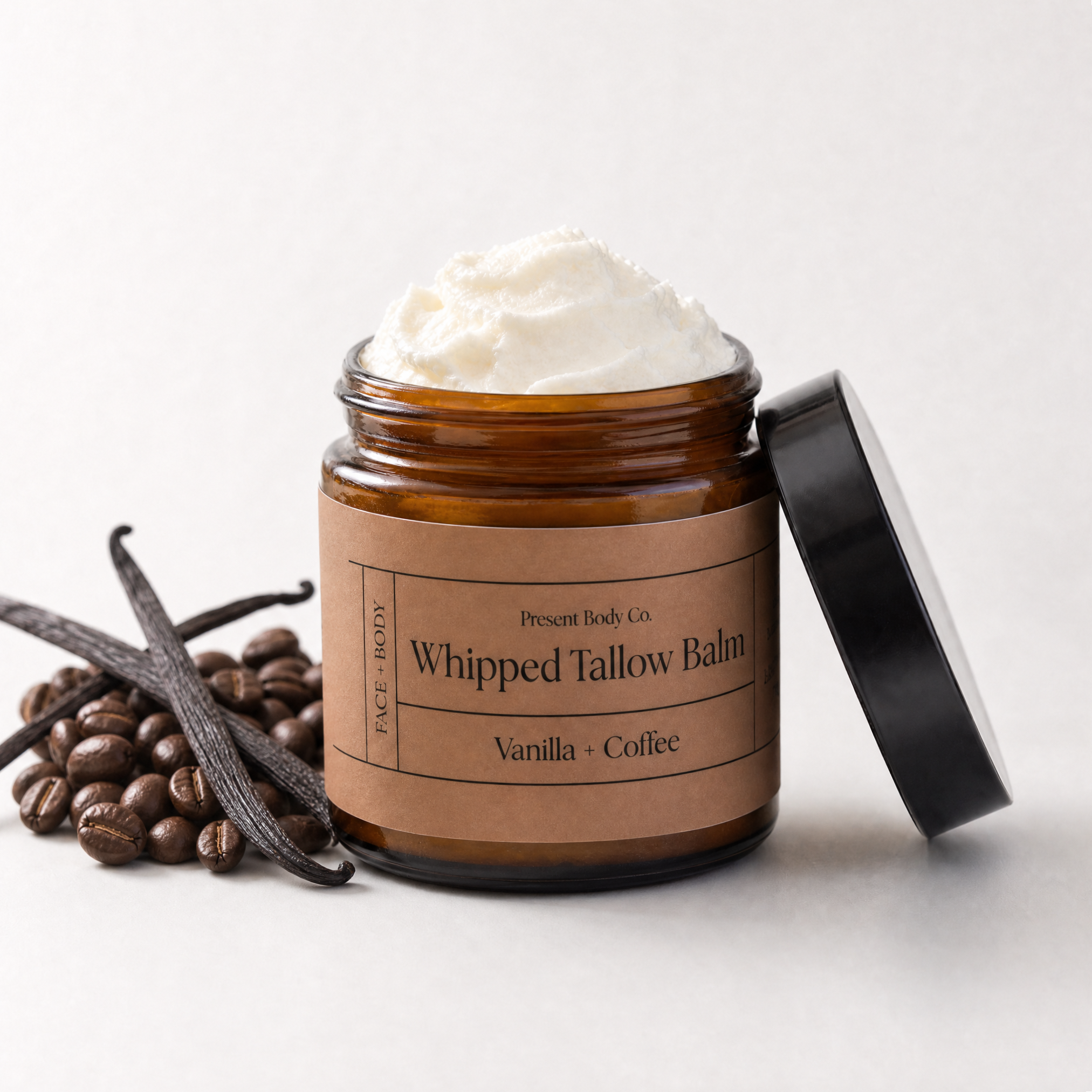 Coffee Vanilla Whipped Tallow Balm | Grass Fed Face & Body Moisturizer