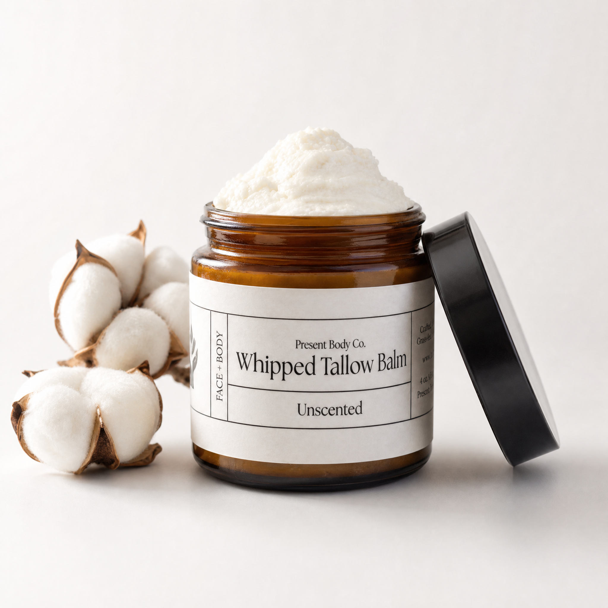Unscented Whipped Tallow Balm | Grass Fed Fragrance Free Moisturizer